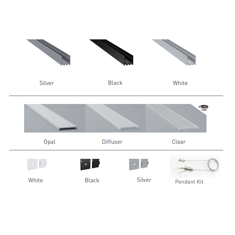 Ceiling Black LED Channel Diffuser For 20mm Double Row LED Light Strips Ceiling Black LED Channel Diffuser For 20mm Double Row LED Light Strips
